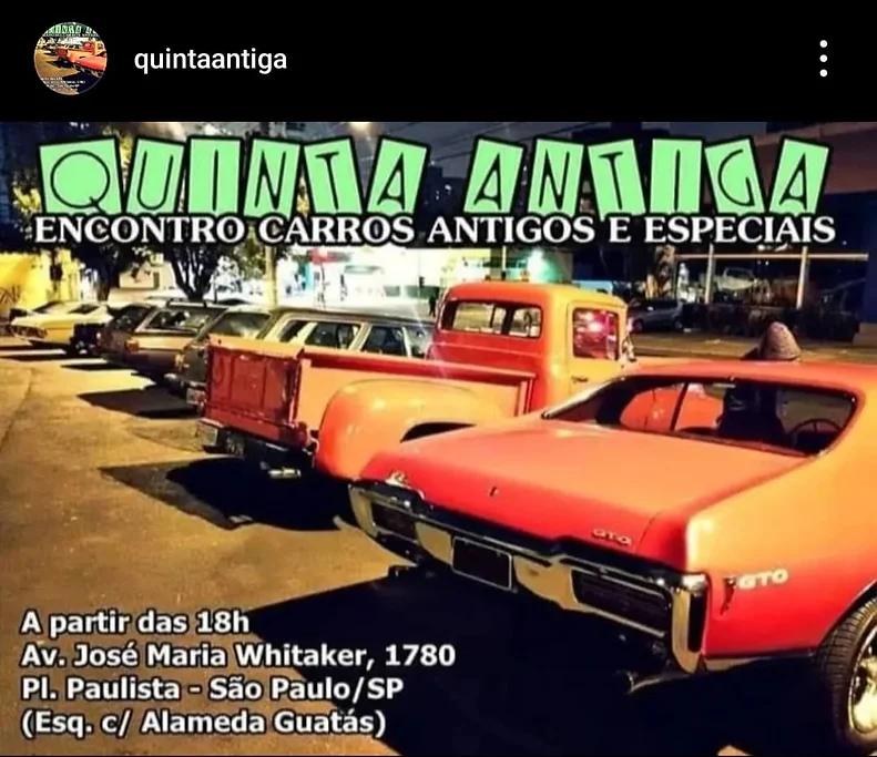 Quinta Antiga encontro de carros antigos em São Paulo
